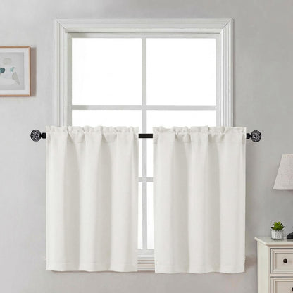Gwine Black Tier Curtains 24 Inch Long 2 Panels for Kitchen