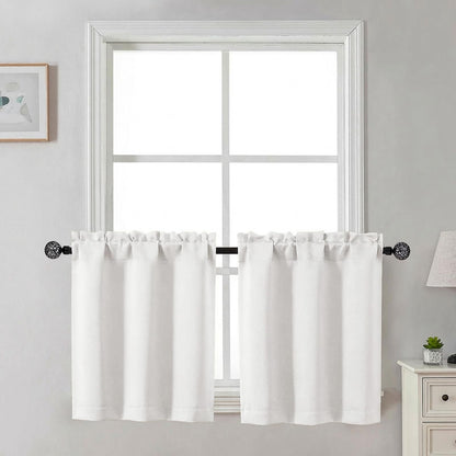Gwine Black Tier Curtains 24 Inch Long 2 Panels for Kitchen