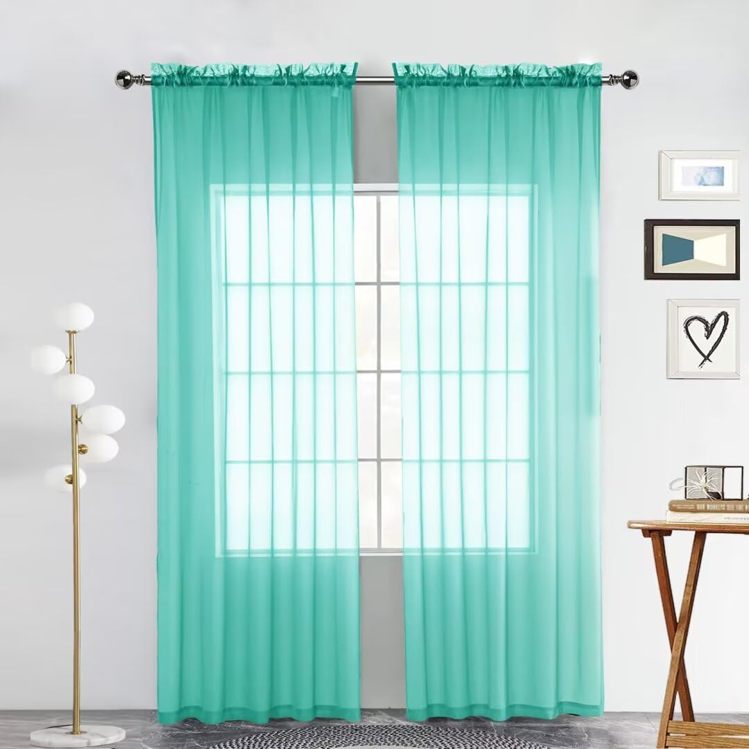 SpaceDresser Sheer Voile Curtains for Living Room 84 Inch Long 2 Panels