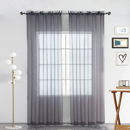 SpaceDresser Sheer Voile Curtains for Living Room 84 Inch Long 2 Panels