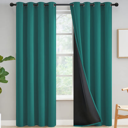 Yakamok Emerald Green Blackout Curtains 84 inches for Living Room, 52" Wide
