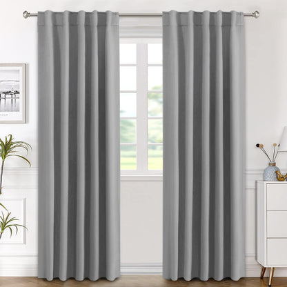 H.VERSAILTEX Blackout Curtains Thermal Insulated Window Treatment Panels Room Darkening Blackout Drapes for Living Room Back Tab/Rod Pocket Bedroom Draperies, 52 x 84 Inch, Light Sage, 2 Panels