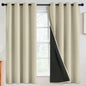 SimpleHome Cream 100% Blackout Curtains Room Darkening Living Room 84 Inch