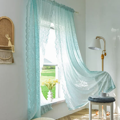 ALIGOGO Short White Lace Kitchen Curtains 36 Length 2 Panels W26 x L36 Inch