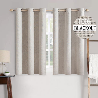 MIULEE 100% Blackout Linen Curtains for Bedroom 52x90 Inches Natural Beige