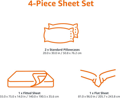 Amazon Basics Lightweight Super Soft Easy Care Breathable Microfiber 4 Piece Bed Sheets Set with 14-Inch Deep Pockets, Full, Navy Blue, Solid