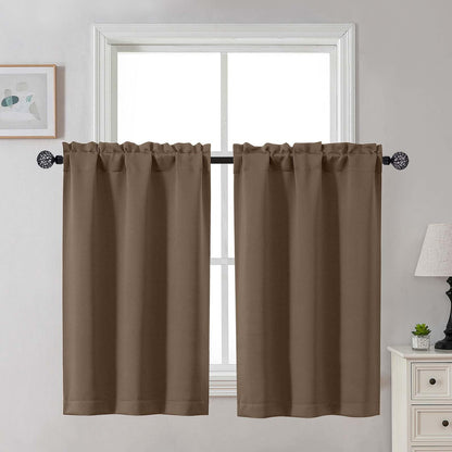 Gwine Black Tier Curtains 24 Inch Long 2 Panels for Kitchen