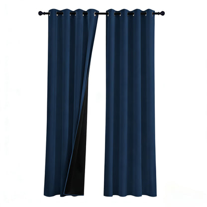 RYB HOME 100% Blackout Black Curtains for Bedroom Living Room 84 inch Long