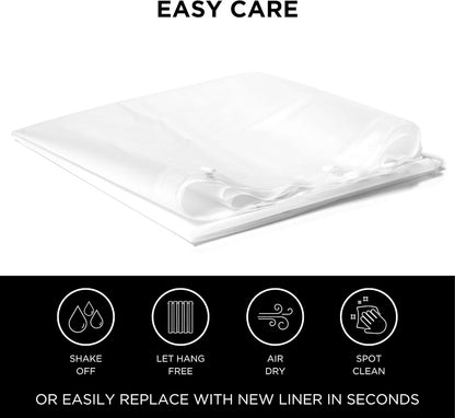 Hookless® It’s A Snap!® PEVA Snap-In Shower Curtain Liner, Water-Repellant, Easy Install, Frost White Color