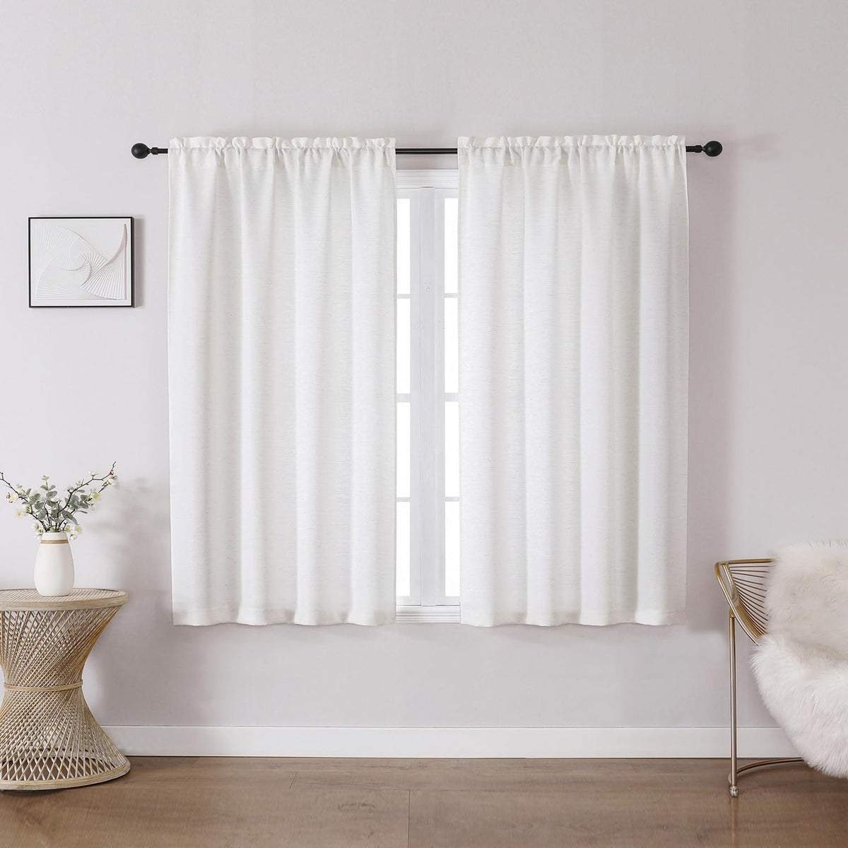 Chyhomenyc 2 Panels White Kitchen Curtains 36 Inch Length Tier Curtain
