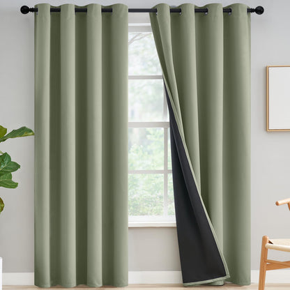 Yakamok Emerald Green Blackout Curtains 84 inches for Living Room, 52" Wide