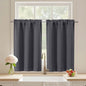 Black Cafe Curtains 24 Inch Length, Light Blocking Short Kitchen Window Curtains Over Sink, Half Window Blackout Drapes Tier Rod Pocket for Bathroom Basement Cabinet, 2x30Wx24L Inches
