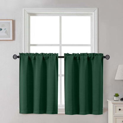 Gwine Black Tier Curtains 24 Inch Long 2 Panels for Kitchen