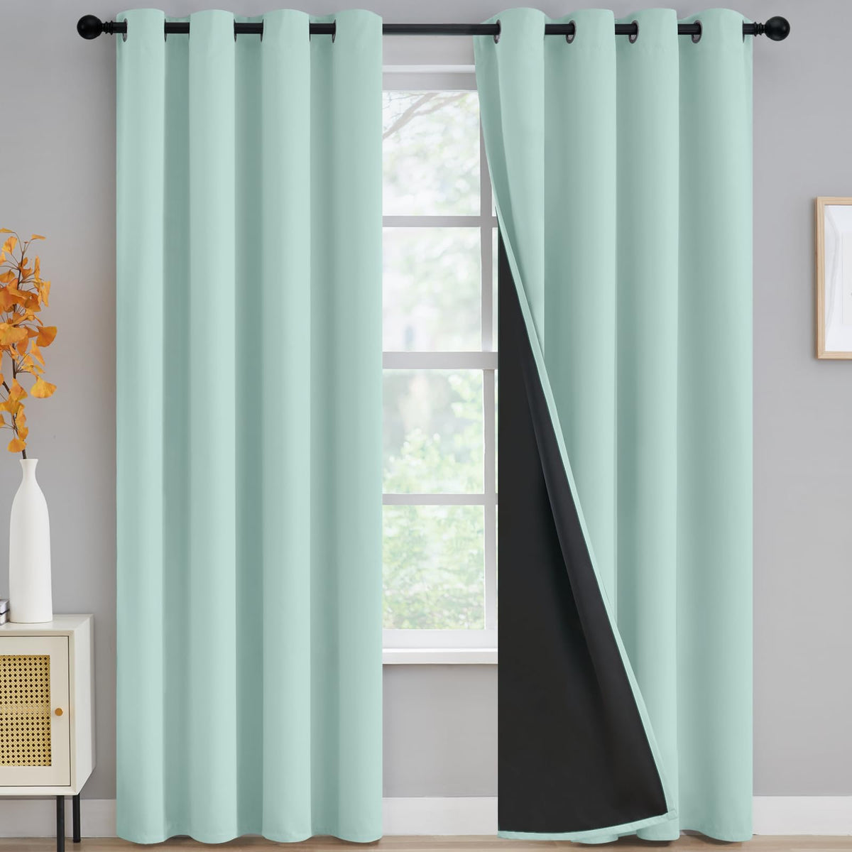 Yakamok Emerald Green Blackout Curtains 84 inches for Living Room, 52" Wide