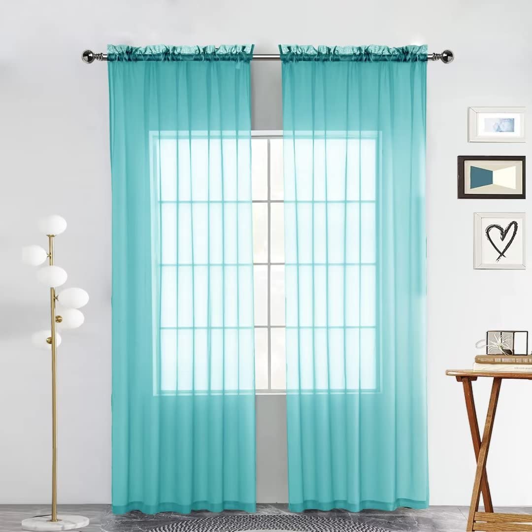 SpaceDresser Sheer Voile Curtains for Living Room 84 Inch Long 2 Panels