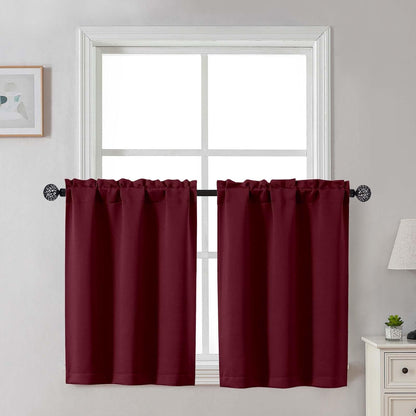 Gwine Black Tier Curtains 24 Inch Long 2 Panels for Kitchen