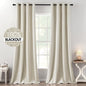 MIULEE 100% Blackout Linen Curtains for Bedroom 52x90 Inches Natural Beige
