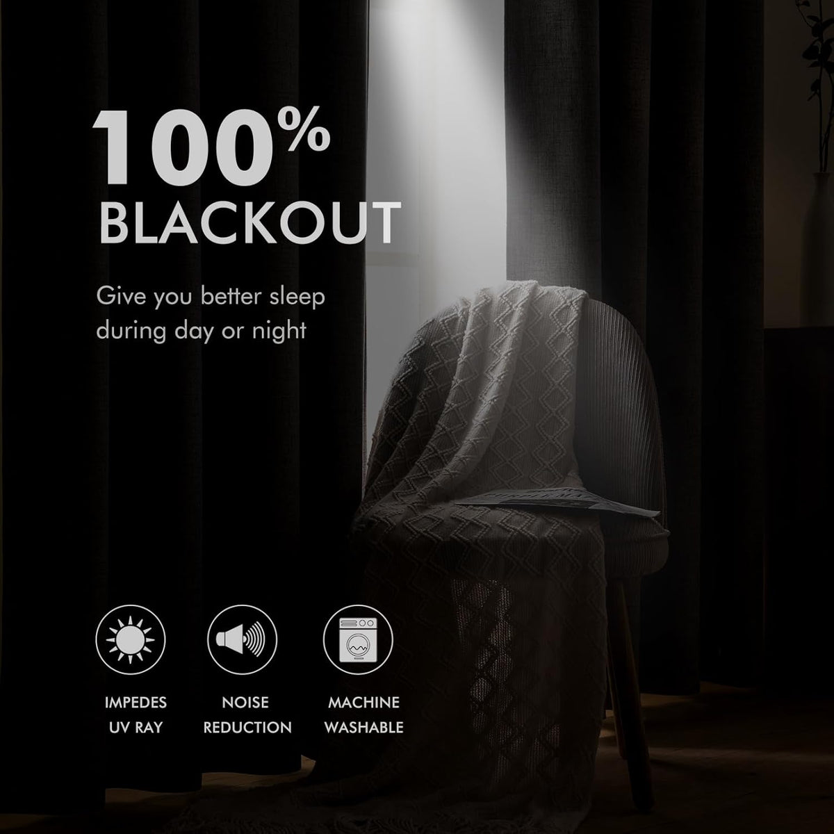 MIULEE 100% Blackout Linen Curtains for Bedroom 52x90 Inches Natural Beige