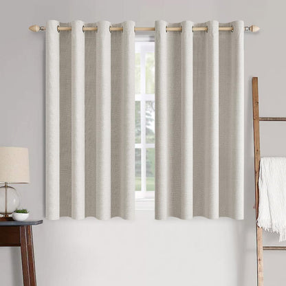 MIULEE 100% Blackout Linen Curtains for Bedroom 52x90 Inches Natural Beige