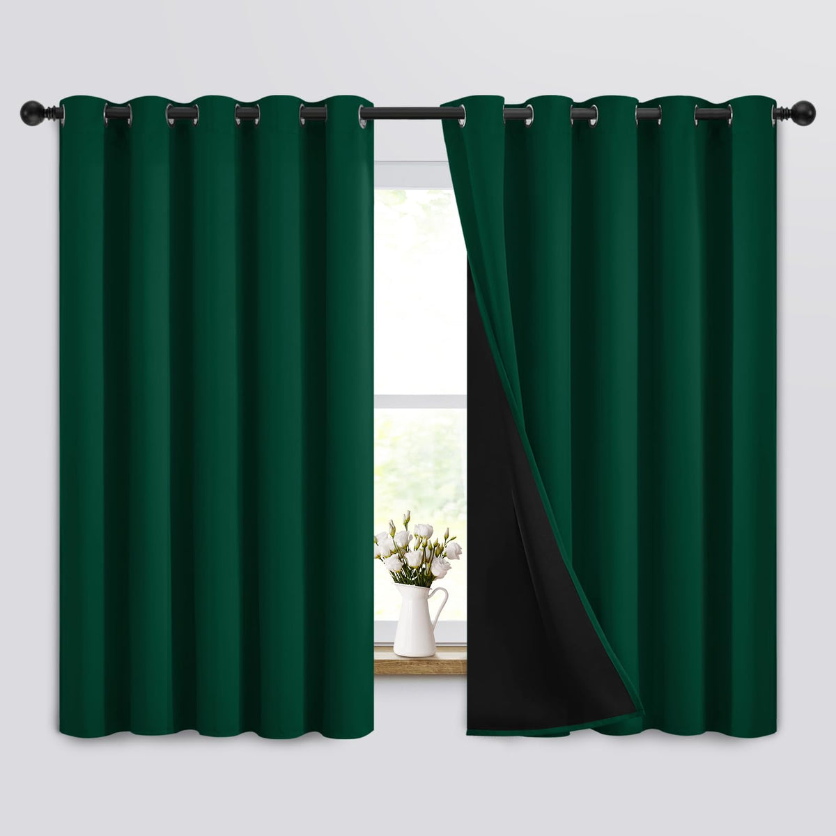 Yakamok Emerald Green Blackout Curtains 84 inches for Living Room, 52" Wide
