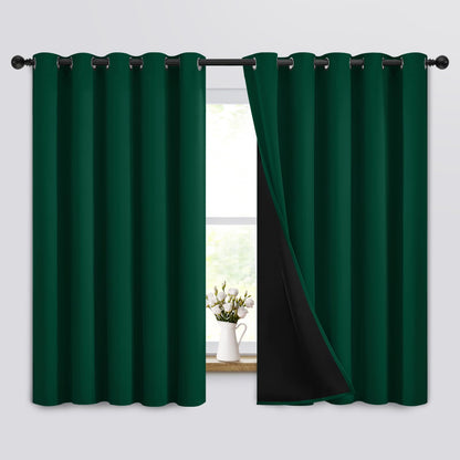 Yakamok Emerald Green Blackout Curtains 84 inches for Living Room, 52" Wide