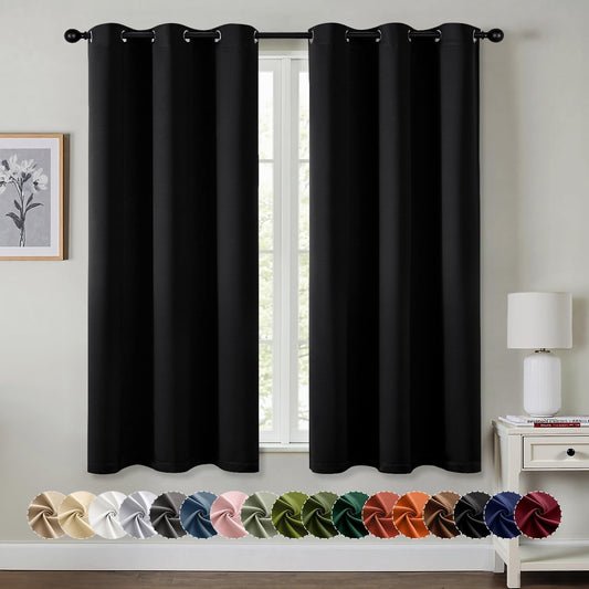 MIULEE Blackout Curtains for Bedroom 2 Panels 40 x 63 Inch Long Black