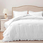 HARBOREST Queen Comforter Ruffle Black, Fluffy Queen Bedding, 3 Pieces Shabby Chic Comforter Set(1 Comforter & 2 Pillow Shams)