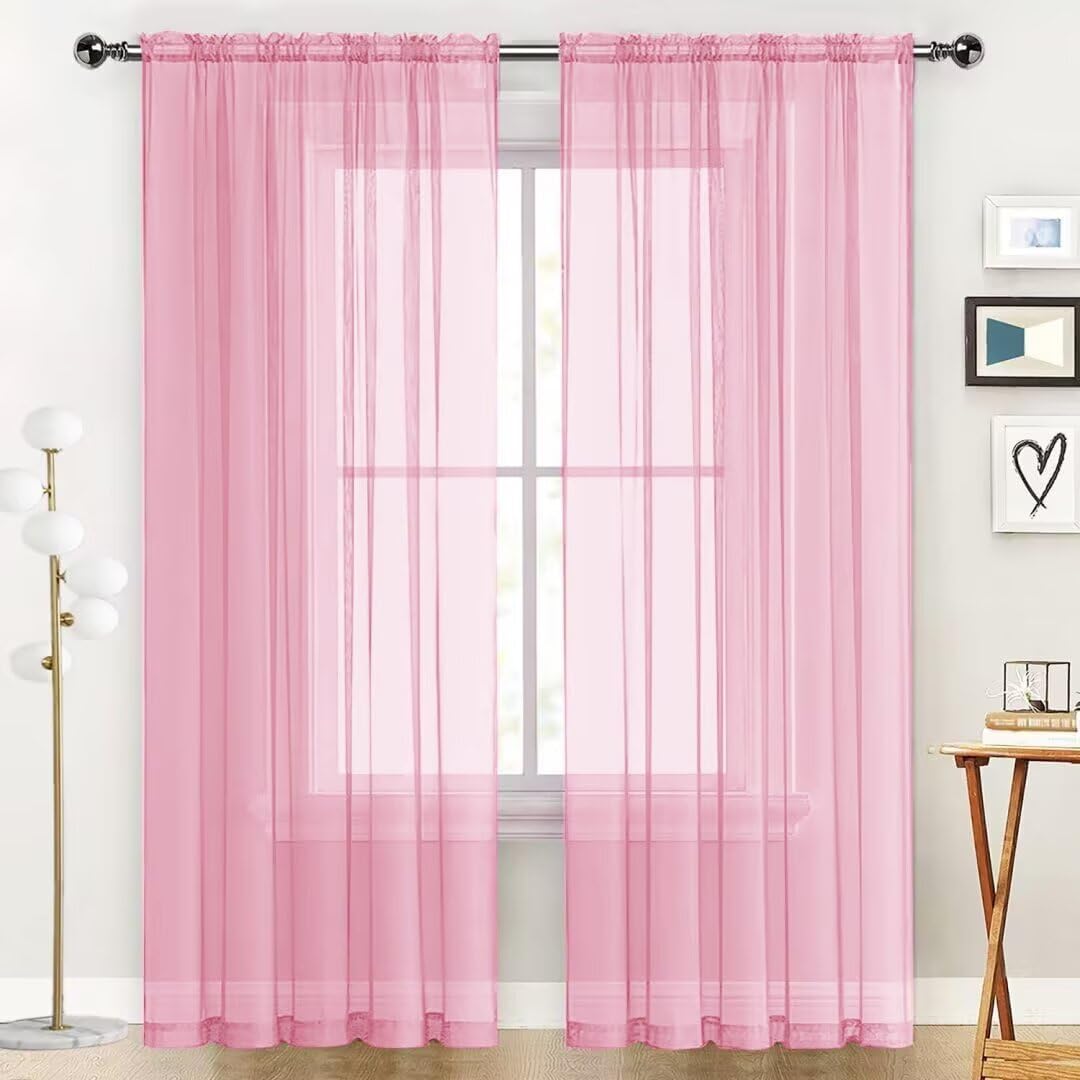 SpaceDresser Sheer Voile Curtains for Living Room 84 Inch Long 2 Panels