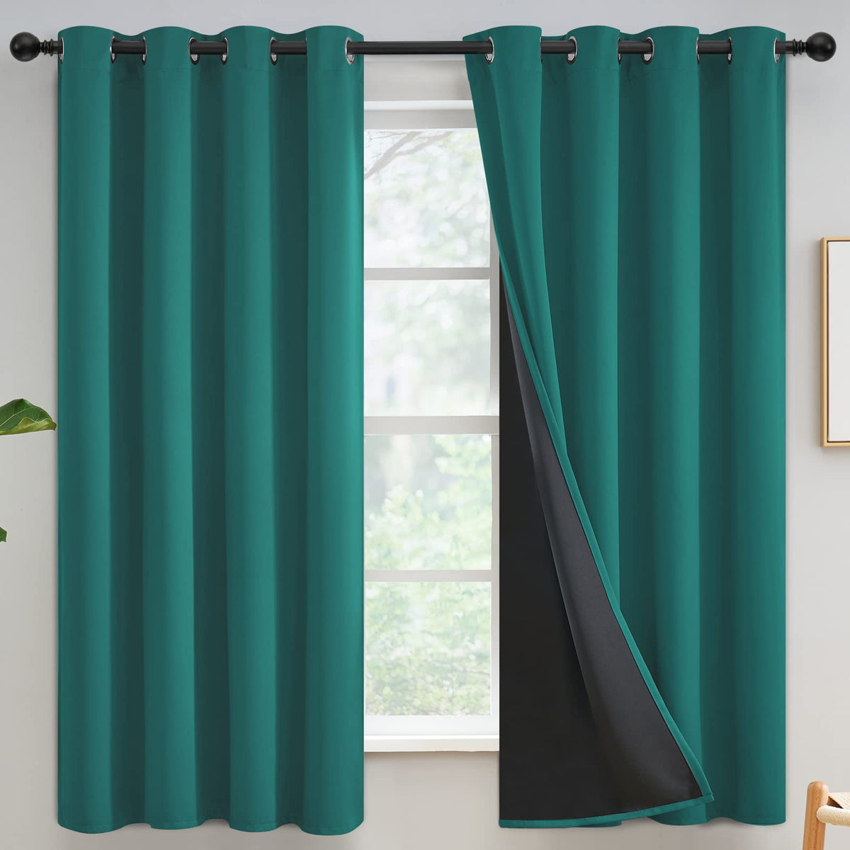 Yakamok Emerald Green Blackout Curtains 84 inches for Living Room, 52" Wide