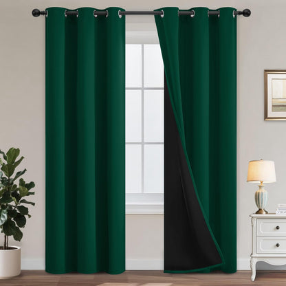 Yakamok Emerald Green Blackout Curtains 84 inches for Living Room, 52" Wide