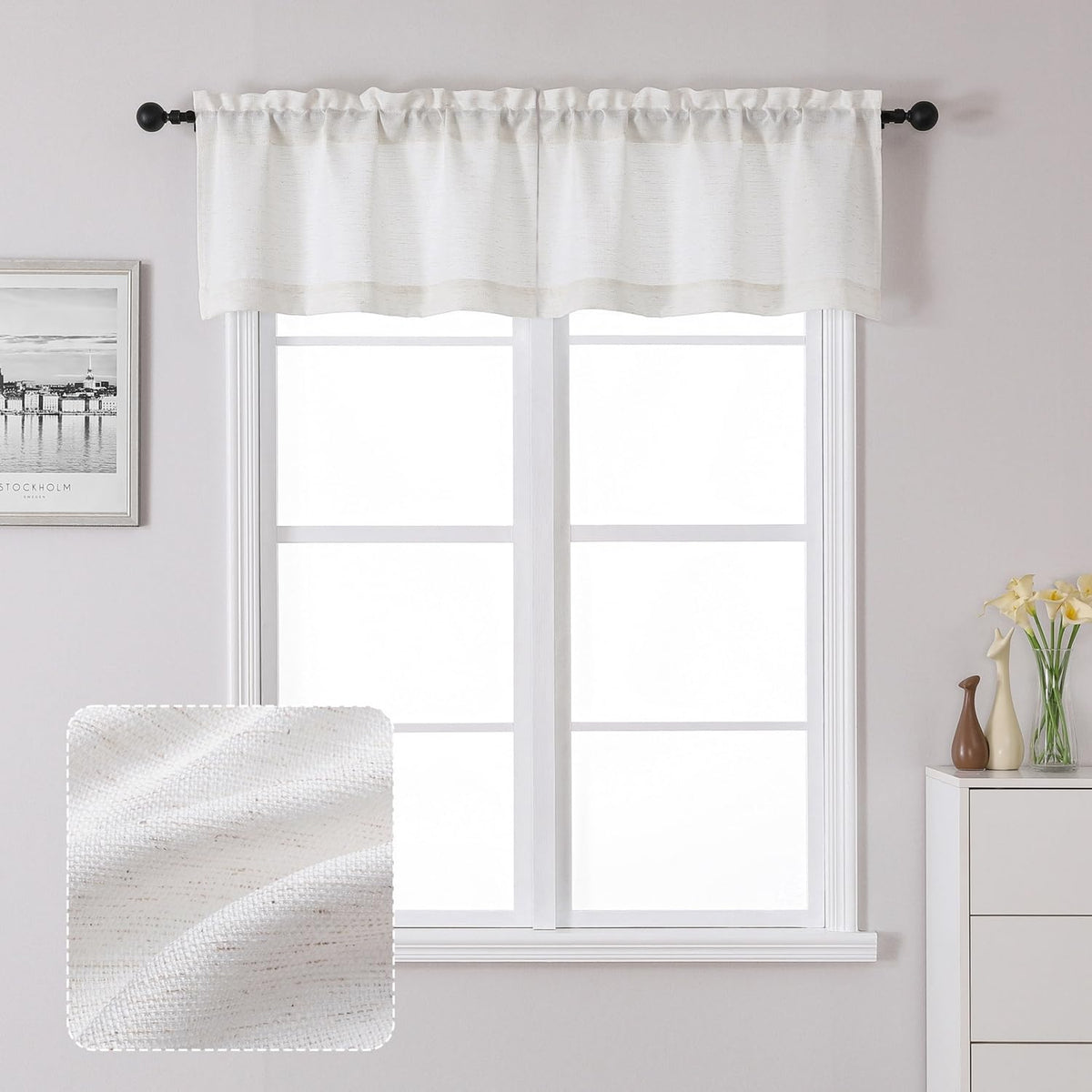 Chyhomenyc 2 Panels White Kitchen Curtains 36 Inch Length Tier Curtain