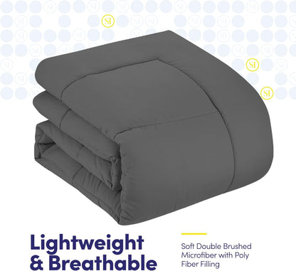 Full Size Comforter Set with Sheets - 7-Piece Bedding Collection - 1 Comforter, 1 Fitted Sheet, 1 Flat, 4 Pillowcases - Deep Pocket - Soft & Breathable Premium Quality - Ideal for All Seasons, Gray