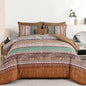 Cottolester Boho Comforter Set Queen Size 8 Piece Bed in a Bag Bohemian Striped Bedding Quilt Set Aqua Paisley Floral Comforter and Sheet Set,Soft Microfiber Complete Bedding Sets for All Season