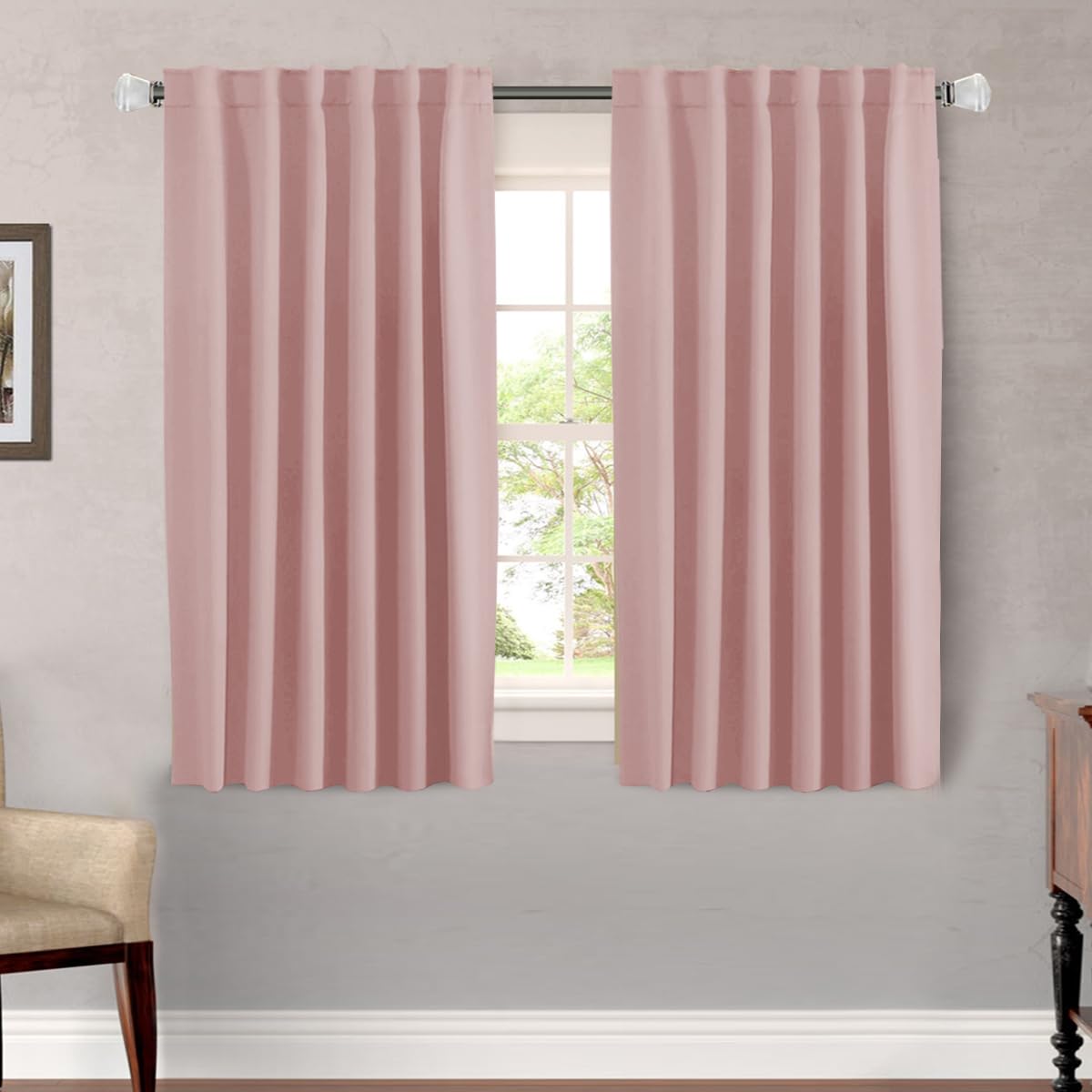 H.VERSAILTEX Blackout Curtains Thermal Insulated Window Treatment Panels Room Darkening Blackout Drapes for Living Room Back Tab/Rod Pocket Bedroom Draperies, 52 x 84 Inch, Light Sage, 2 Panels