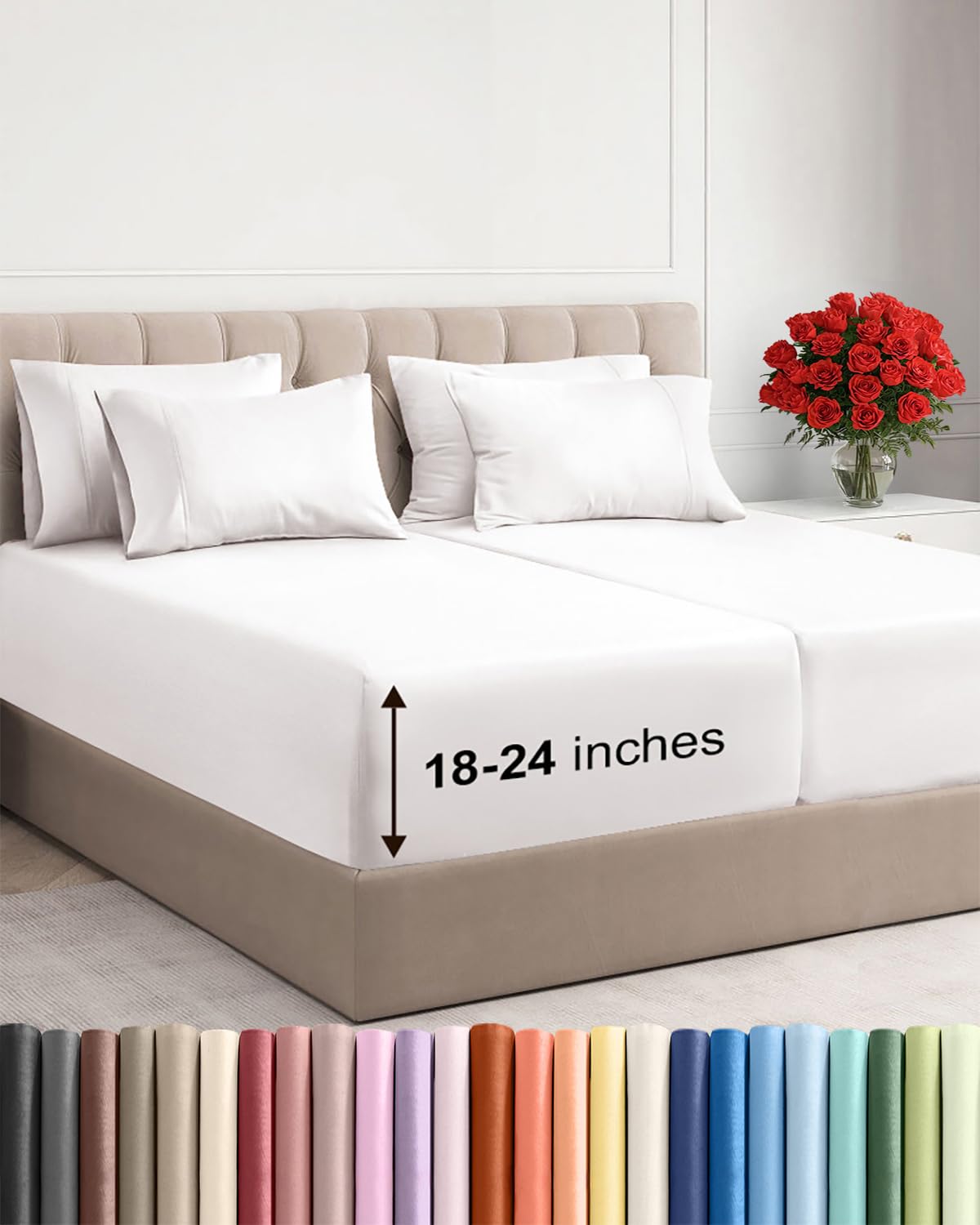 CGK Extra Deep King Sheet Set - 6pc Cooling Sheets - White