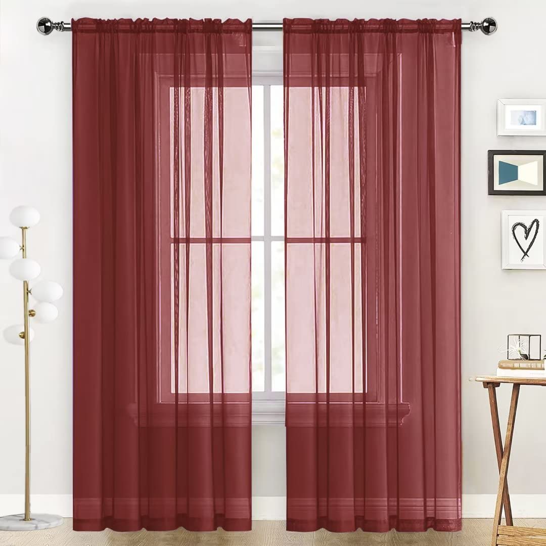 SpaceDresser Sheer Voile Curtains for Living Room 84 Inch Long 2 Panels