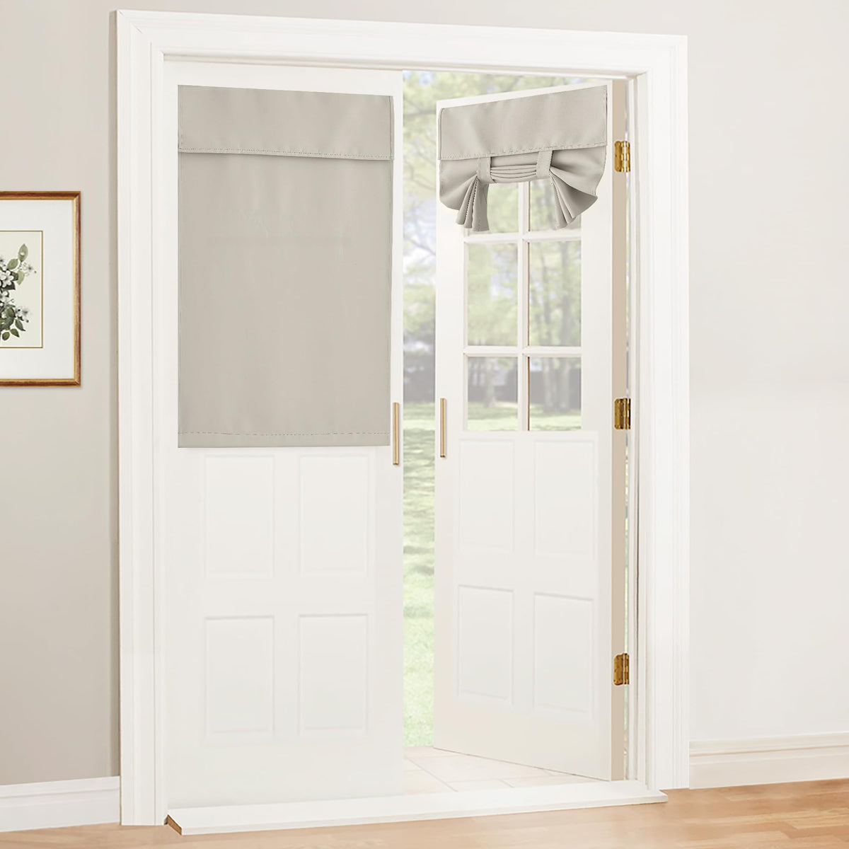 RYB HOME Blackout French Door Curtain, No Drill, W26 x L69, Black, 1 Panel