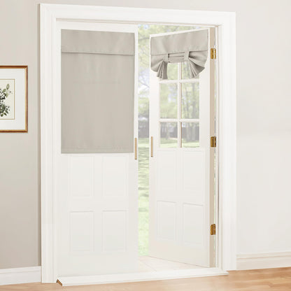 RYB HOME Blackout French Door Curtain, No Drill, W26 x L69, Black, 1 Panel