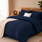 Queen Comforter Set with Sheets, 7-Piece Bed in a Bag Queen Black