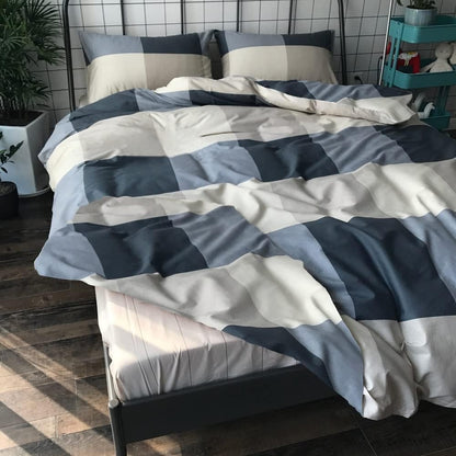 LifeTB Queen Comforter Set Fluffy Plaid Checkered Pattern Modern Style Geometric Comforter with 2 Pillow Shams Grid Plaid Bedding Comforter for Boys Men All Season Queen Size Bed Comforter Set