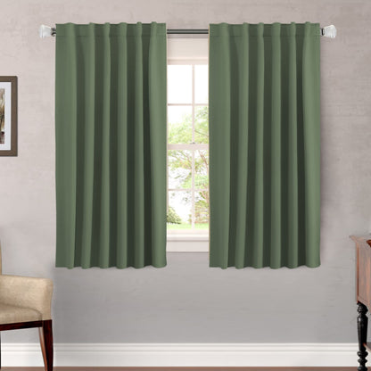 H.VERSAILTEX Blackout Curtains Thermal Insulated Window Treatment Panels Room Darkening Blackout Drapes for Living Room Back Tab/Rod Pocket Bedroom Draperies, 52 x 84 Inch, Light Sage, 2 Panels