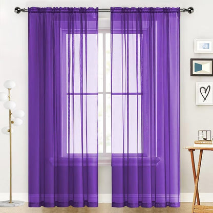 SpaceDresser Sheer Voile Curtains for Living Room 84 Inch Long 2 Panels