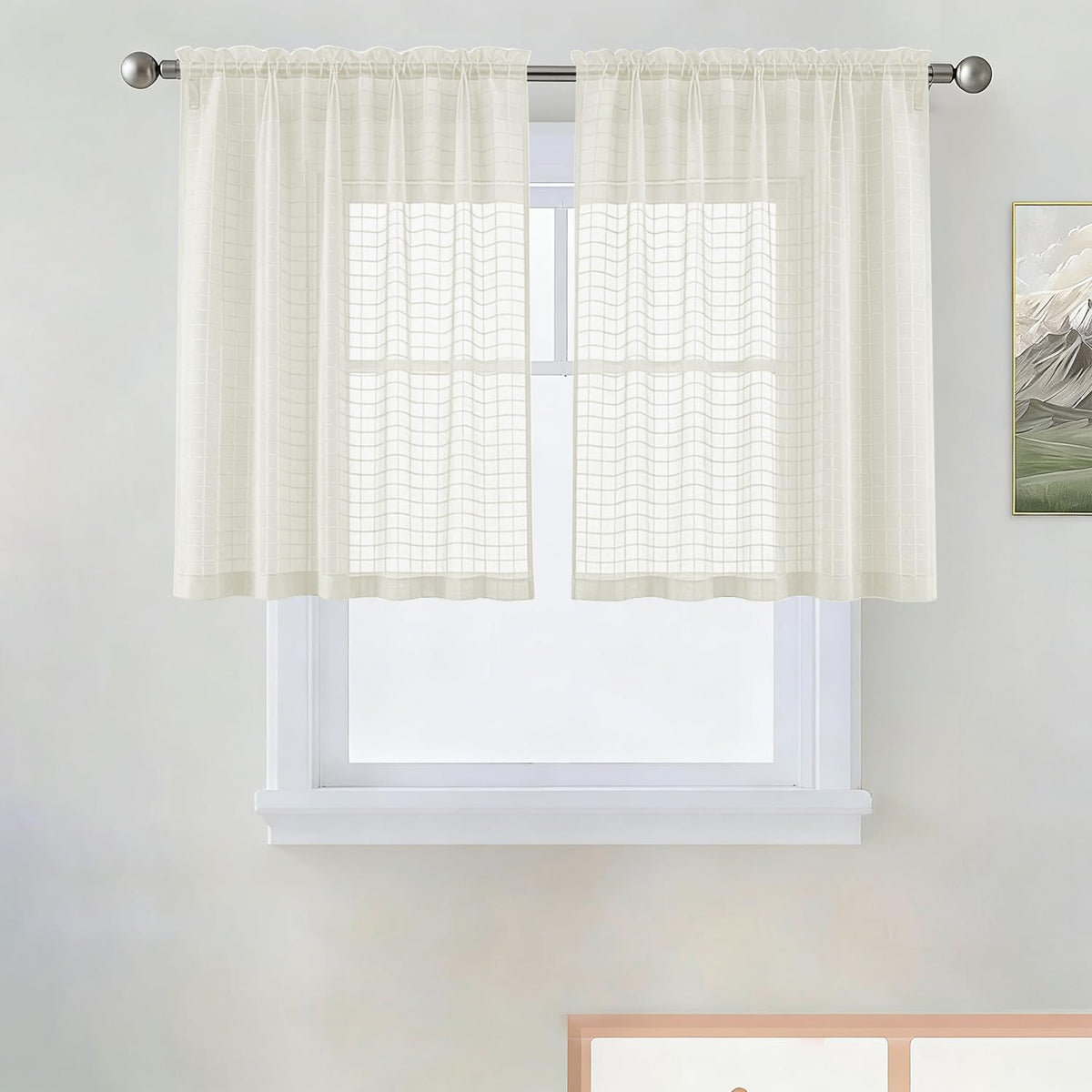SpaceDresser Sheer Voile Curtains for Living Room 84 Inch Long 2 Panels