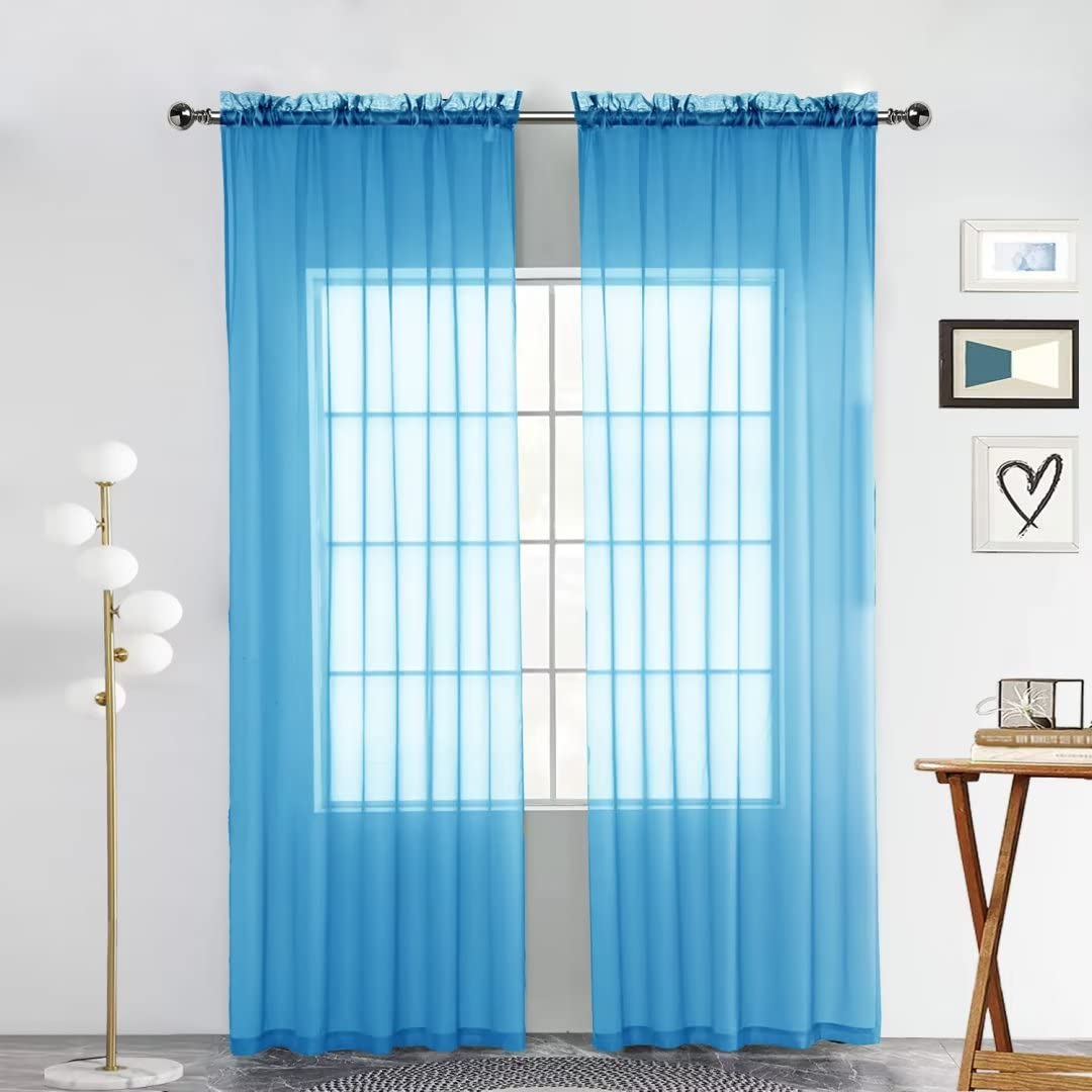 SpaceDresser Sheer Voile Curtains for Living Room 84 Inch Long 2 Panels