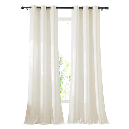 NICETOWN Semi Sheer Linen Ivory Curtains for Bedroom, W52xL84, 2 Panels