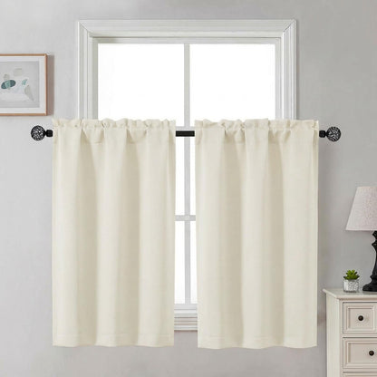 Gwine Black Tier Curtains 24 Inch Long 2 Panels for Kitchen