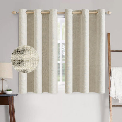 MIULEE 100% Blackout Linen Curtains for Bedroom 52x90 Inches Natural Beige