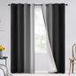 SimpleHome Ombre Black to Grey White Curtains for Living Room 52Wx84L