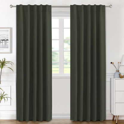 H.VERSAILTEX Blackout Curtains Thermal Insulated Window Treatment Panels Room Darkening Blackout Drapes for Living Room Back Tab/Rod Pocket Bedroom Draperies, 52 x 84 Inch, Light Sage, 2 Panels