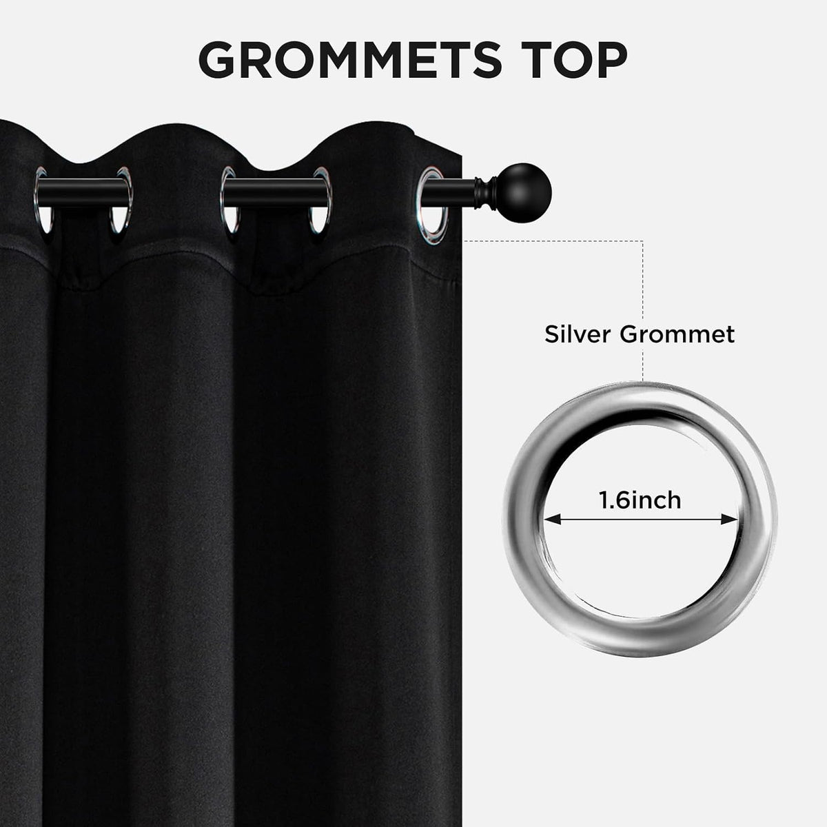 Joydeco Blackout Curtains for Bedroom 84 Inch - Black Out Curtains with Grommets Thermal Insulated Room Darkening Light Blocking, Noise Reducing & Wrinkle-Free Drapes for Living Room Windows, 2 Panels